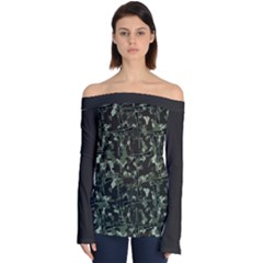 Precision Pursuit: Hunting Motif Camouflage Pattern Off Shoulder Long Sleeve Top by dflcprintsclothing