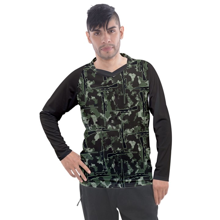 Precision Pursuit: Hunting Motif Camouflage Pattern Men s Pique Long Sleeve T-Shirt