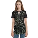 Precision Pursuit: Hunting Motif Camouflage Pattern Women s Zip Front V-Neck Short Sleeve Casual Top Pocket Shirt View1