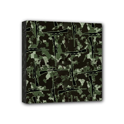 Hunting Motif Camouflage Pattern Print Bk Mini Canvas 4  X 4  (stretched) by dflcprintsclothing