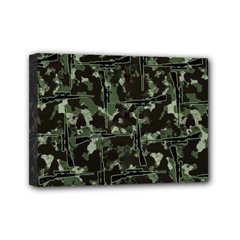 Hunting Motif Camouflage Pattern Print Bk Mini Canvas 7  X 5  (stretched) by dflcprintsclothing