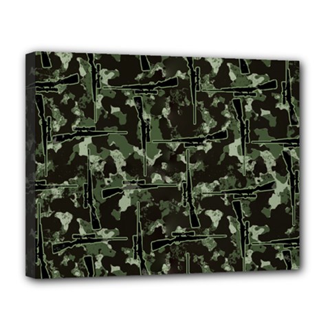 Hunting Motif Camouflage Pattern Print Bk Canvas 14  X 11  (stretched) by dflcprintsclothing