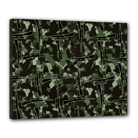 Hunting Motif Camouflage Pattern Print Bk Canvas 20  X 16  (stretched) by dflcprintsclothing