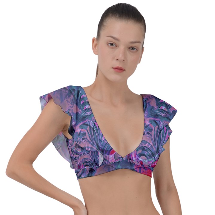 Alien Architecture Ii Plunge Frill Sleeve Bikini Top