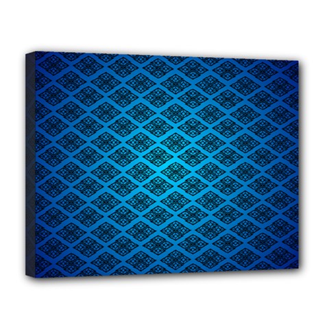 Pattern Texture Geometric Blue Canvas 14  X 11  (stretched) by anzea