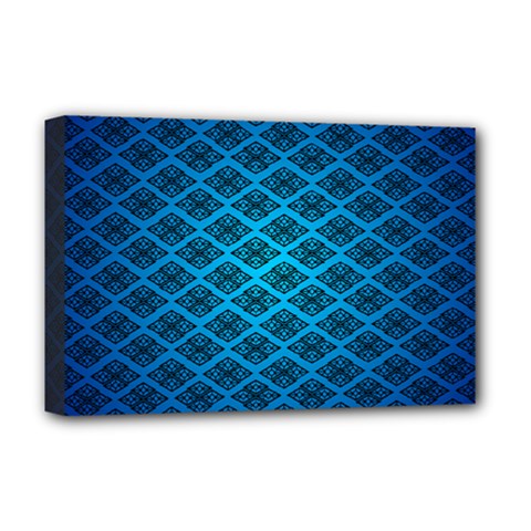 Pattern Texture Geometric Blue Deluxe Canvas 18  X 12  (stretched)