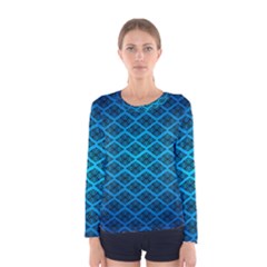 Pattern Texture Geometric Blue Women s Long Sleeve T-shirt