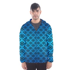 Pattern Texture Geometric Blue Men s Hooded Windbreaker