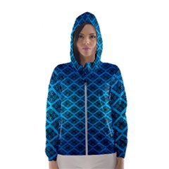 Pattern Texture Geometric Blue Women s Hooded Windbreaker