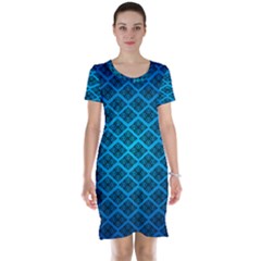 Pattern Texture Geometric Blue Short Sleeve Nightdress by anzea