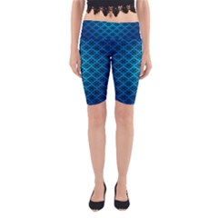 Pattern Texture Geometric Blue Yoga Cropped Leggings by anzea