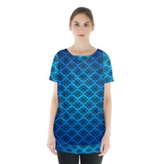 Pattern Texture Geometric Blue Skirt Hem Sports Top