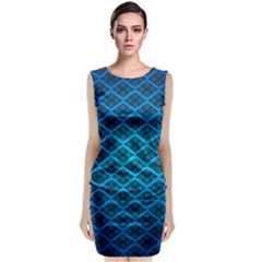 Pattern Texture Geometric Blue Sleeveless Velvet Midi Dress