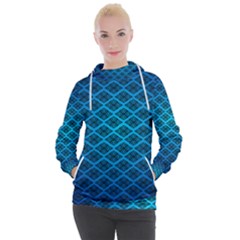 Pattern Texture Geometric Blue Women s Hooded Pullover