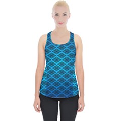 Pattern Texture Geometric Blue Piece Up Tank Top