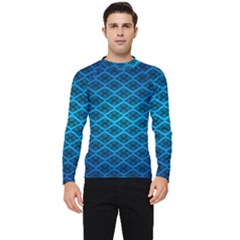 Pattern Texture Geometric Blue Men s Long Sleeve Rash Guard by anzea