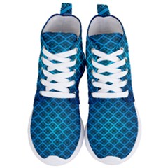 Pattern Texture Geometric Blue Women s Lightweight High Top Sneakers