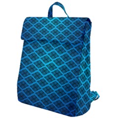 Pattern Texture Geometric Blue Flap Top Backpack