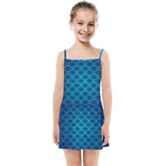 Pattern Texture Geometric Blue Kids  Summer Sun Dress by anzea