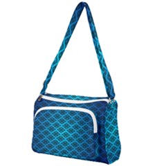 Pattern Texture Geometric Blue Front Pocket Crossbody Bag