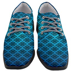 Pattern Texture Geometric Blue Women Heeled Oxford Shoes by anzea