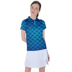 Pattern Texture Geometric Blue Women s Polo T-shirt