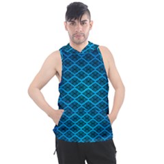 Pattern Texture Geometric Blue Men s Sleeveless Hoodie