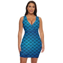 Pattern Texture Geometric Blue Draped Bodycon Dress by anzea