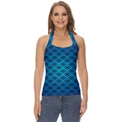 Pattern Texture Geometric Blue Basic Halter Top by anzea