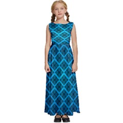 Pattern Texture Geometric Blue Kids  Satin Sleeveless Maxi Dress by anzea