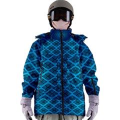 Pattern Texture Geometric Blue Women s Zip Ski And Snowboard Waterproof Breathable Jacket by anzea