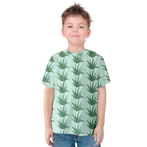 Aloe Plants Pattern Scrapbook Kids  Cotton T-shirt by anzea