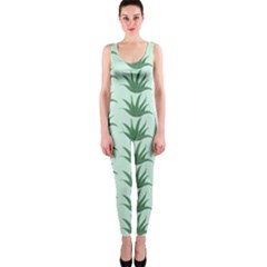 Aloe Plants Pattern Scrapbook One Piece Catsuit