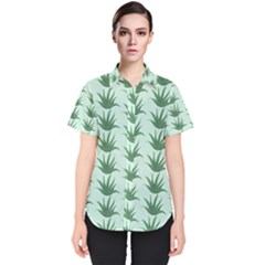 Aloe Plants Pattern Scrapbook Women s Short Sleeve Shirt