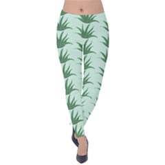 Aloe Plants Pattern Scrapbook Velvet Leggings