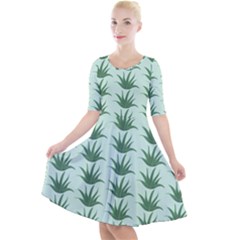 Aloe Plants Pattern Scrapbook Quarter Sleeve A-line Dress With Pockets by anzea