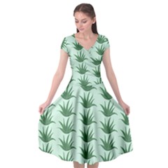 Aloe Plants Pattern Scrapbook Cap Sleeve Wrap Front Dress