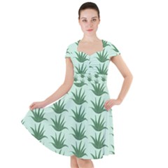 Aloe Plants Pattern Scrapbook Cap Sleeve Midi Dress