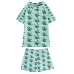 Aloe Plants Pattern Scrapbook Kids  Swim T-shirt And Shorts Set by anzea