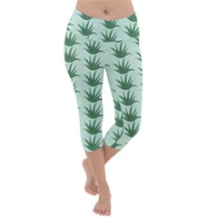 Aloe Plants Pattern Scrapbook Lightweight Velour Capri Yoga Leggings by anzea