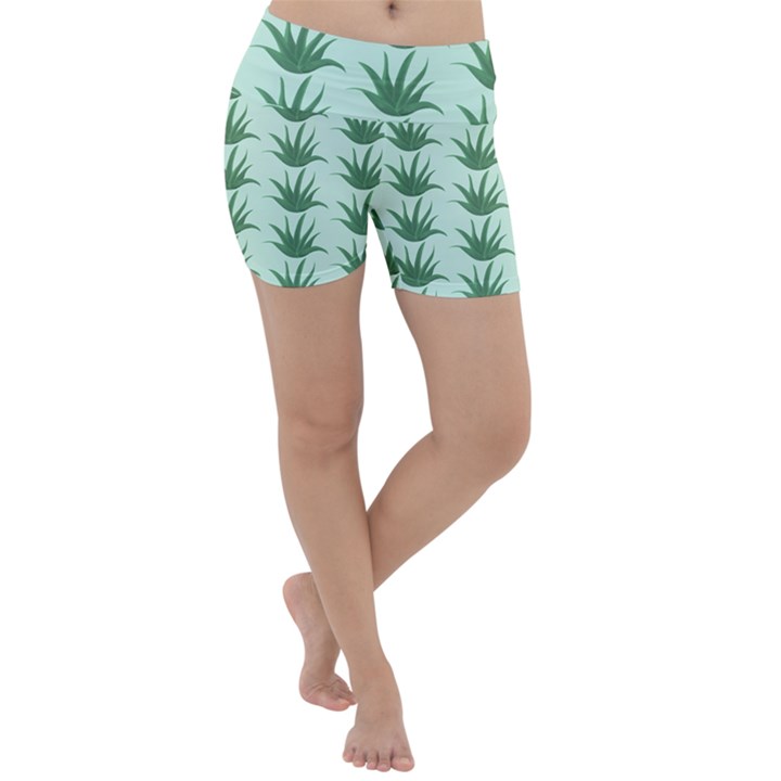 Aloe Plants Pattern Scrapbook Lightweight Velour Yoga Shorts