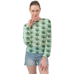 Aloe Plants Pattern Scrapbook Banded Bottom Chiffon Top