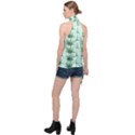 Aloe Plants Pattern Scrapbook Halter Asymmetric Satin Top View2