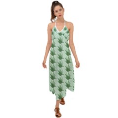 Aloe Plants Pattern Scrapbook Halter Tie Back Dress 