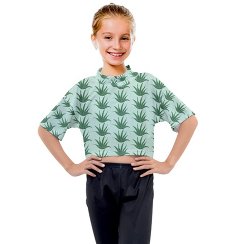 Aloe Plants Pattern Scrapbook Kids Mock Neck T-shirt by anzea