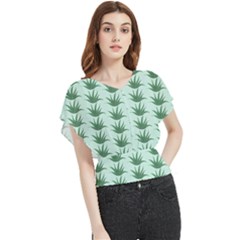 Aloe Plants Pattern Scrapbook Butterfly Chiffon Blouse