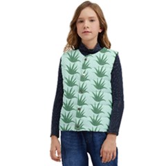 Aloe Plants Pattern Scrapbook Kid s Button Up Puffer Vest	