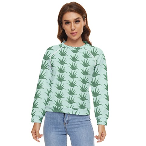 Aloe Plants Pattern Scrapbook Women s Long Sleeve Raglan T-shirt by anzea