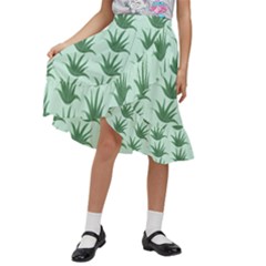 Aloe Plants Pattern Scrapbook Kids  Ruffle Flared Wrap Midi Skirt by anzea