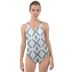 Texture Sign Deaign Cut-out Back One Piece Swimsuit